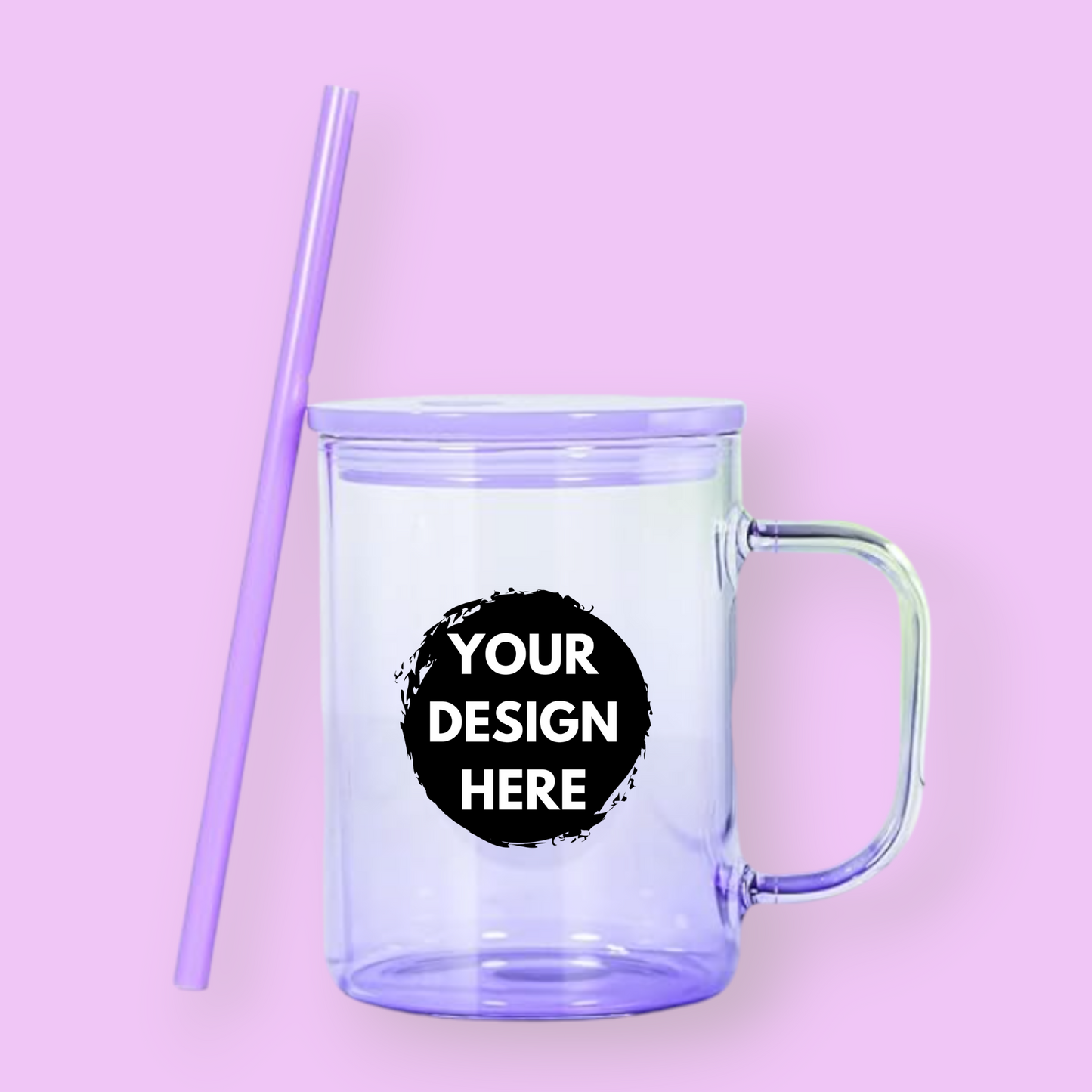 Create Your Own 16oz Glass Colored Mug w/ Lid & Straw